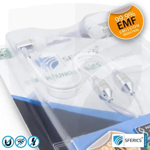 Air Tube In-Ear Stereo Headset with Microphone | Air Tube CLASSIC | radiation-free technology without electrosmog | white-silver | with jack plug