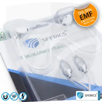 Radiation-Free SFERICS® Ergonomic In-Ear Stereo Headphones | AirTube MINI with 3,5 mm jack | Electrosmog-reducing headset with Air Tube technology and powerful microphone | white-silver 19 Air Tube Stereo Headset with Microphone | Air Tube MINI | radiation-free technology without electrosmog | white-silver | with jack plug