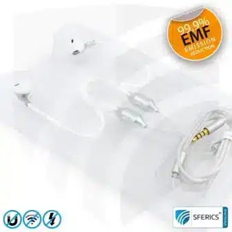 Radiation-Free SFERICS® Ergonomic In-Ear Stereo Headphones | AirTube MINI with 3,5 mm jack | Electrosmog-reducing headset with Air Tube technology and powerful microphone | white-silver 18 Air Tube Stereo Headset with Microphone | Air Tube MINI | radiation-free technology without electrosmog | white-silver | with jack plug