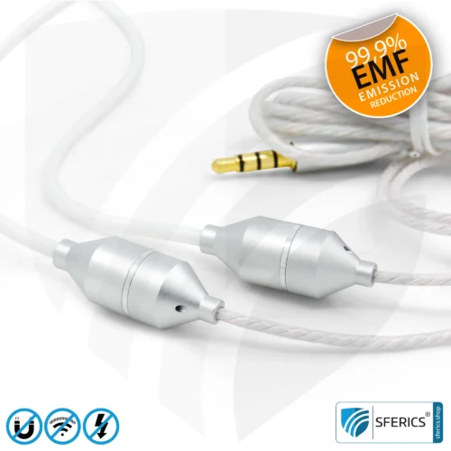 Air Tube In-Ear Stereo Headset with Microphone | Air Tube SMART | radiation-free technology without electrosmog | white-silver | with jack plug