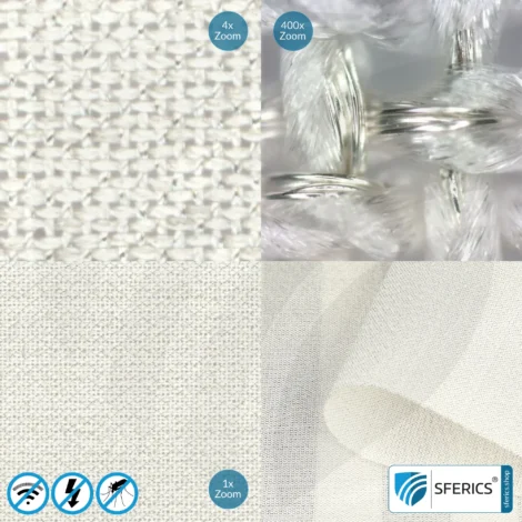 WHITE SILK shielding fabric | Elegant silk fabric for the production of high-performance curtains, canopies, and room dividers | HF shielding against electromagnetic pollution up to 54 dB | Effective against 5G!