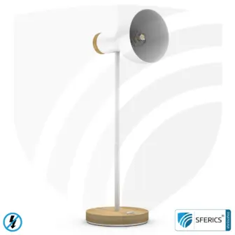 Shielded table lamp BERLIN | powder-coated, white | Gooseneck, rotatable in all directions | Bamboo wooden base | E14 socket + G9 adapter 10 Shielded table lamp BERLIN | powder-coated, white | Gooseneck, rotatable in all directions | Bamboo wooden base | E14 socket + G9 adapter