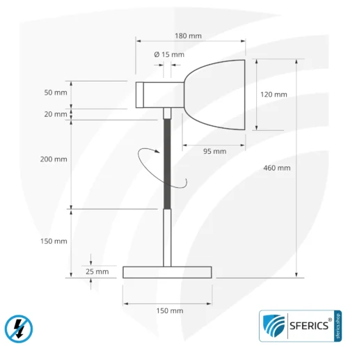 Shielded table lamp BERLIN | powder-coated, white | Gooseneck, rotatable in all directions | Bamboo wooden base | E14 socket + G9 adapter