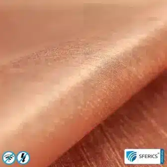 Shielding fleece SAPHIR extra | copper fleece | RF screening attenuation against electrosmog up to over 70 dB | 110 cm width | available on request 8 Shielding fleece SAPHIR extra | copper fleece | RF screening attenuation against electrosmog up to over 70 dB | 110 cm width. Effective against 5G!