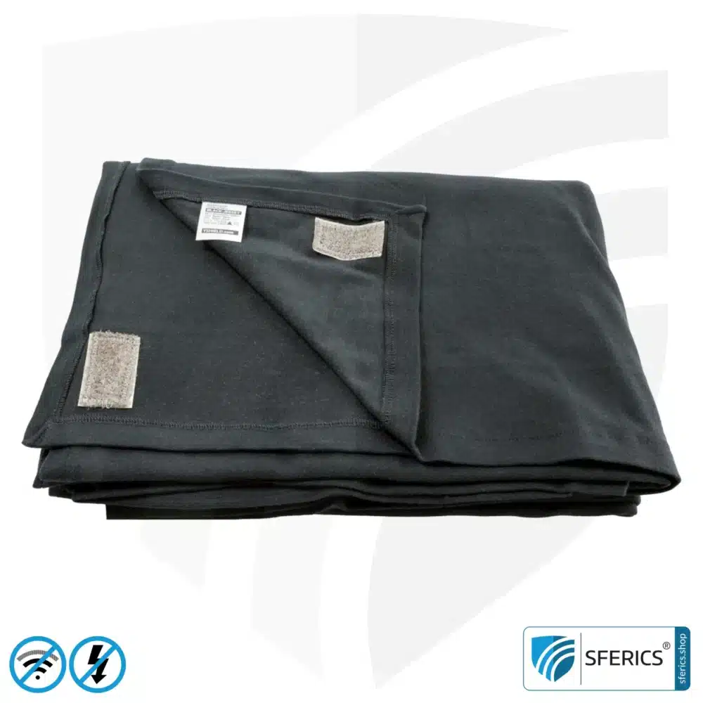 Shielding Blanket, black | Snuggly Soft | Mobile Radiation Protection Against Wi-Fi, Mobile Phones, LTE, 5G, ... with Efficiency Up to 99,99% (40 dB) | LF Groundable | 5G Ready! Double Blanket.