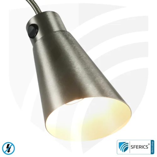 Shielded Floor Lamp AMSTERDAM | silver | modern design with stylish elements in brushed steel + aluminum | flexible joints, rotatable in all directions | G9 socket