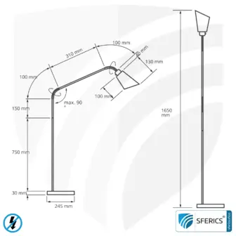 Shielded Floor Lamp AMSTERDAM | silver | modern design with stylish elements in brushed steel + aluminum | flexible joints, rotatable in all directions | G9 socket 13 Shielded Floor Lamp AMSTERDAM | silver | modern design with stylish elements in brushed steel + aluminum | flexible joints, rotatable in all directions | G9 socket