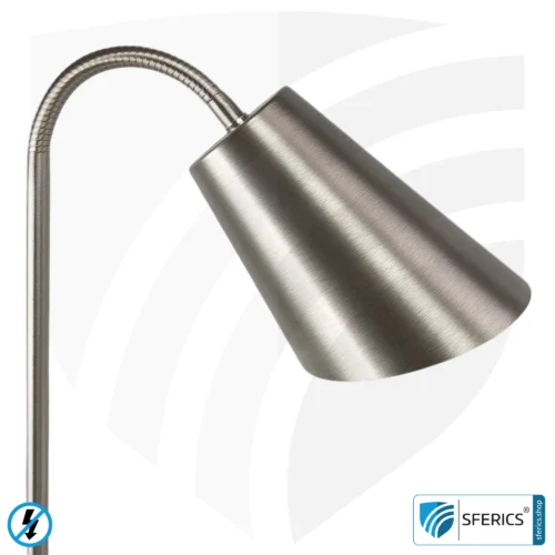 Shielded Table Lamp AMSTERDAM | silver | modern design with stylish elements in brushed steel + aluminum | flexible joints, rotatable in all directions | G9 socket