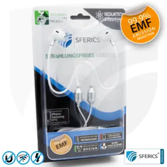 Radiation-Free SFERICS® Ergonomic In-Ear Stereo Headphones | AirTube MINI with USB C Connector | Electrosmog-reducing Headset with Air Cable Technology and Powerful Microphone | White-Silver 15 Air Tube Stereo Headset with Microphone | AirTube MINI | radiation-free technology without electrosmog | white-silver | with USB C plug for modern devices