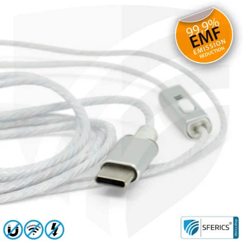 Radiation-Free SFERICS® Ergonomic In-Ear Stereo Headphones | AirTube MINI with USB C Connector | Electrosmog-reducing Headset with Air Cable Technology and Powerful Microphone | White-Silver 18 Air Tube Stereo Headset with Microphone | AirTube MINI | radiation-free technology without electrosmog | white-silver | with USB C plug for modern devices