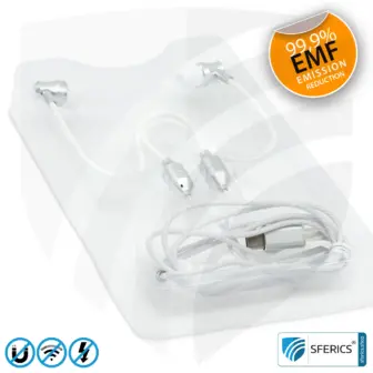 Radiation-free SFERICS® In-Ear Stereo Headset | AirTube SMART with USB C connector | Electrosmog-reducing headphones with air cable technology and powerful microphone | white-silver 28 Air Tube In-Ear Stereo Headset with Microphone | AirTube SMART | radiation-free technology without electrosmog | white-silver | with USB C plug for modern devices