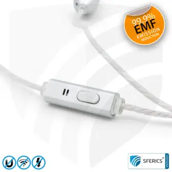 Radiation-free SFERICS® In-Ear Stereo Headset | AirTube SMART with USB C connector | Electrosmog-reducing headphones with air cable technology and powerful microphone | white-silver 18 Air Tube In-Ear Stereo Headset with Microphone | AirTube SMART | radiation-free technology without electrosmog | white-silver | with USB C plug for modern devices