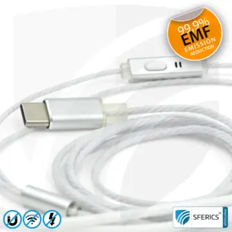 Radiation-free SFERICS® In-Ear Stereo Headset | AirTube SMART with USB C connector | Electrosmog-reducing headphones with air cable technology and powerful microphone | white-silver 21 Air Tube In-Ear Stereo Headset with Microphone | AirTube SMART | radiation-free technology without electrosmog | white-silver | with USB C plug for modern devices
