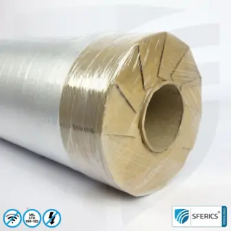 A300 HEMP shielding-fleece | Shielding per Military Standard MIL-STD-188-125 | RF attenuation up to 123 dB | Highly effective against radio waves + electromagnetic pulses. 90 cm width. 7 A300 HEMP | Shielding per Military Standard MIL-STD-188-125 | Double-laminated fleece for redundant high-end EMF shielding | RF attenuation up to 123 dB | Highly effective against radio waves + electromagnetic pulses. 90 cm width.