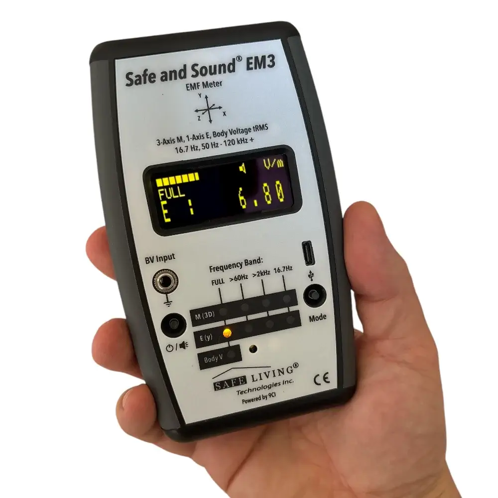 Safe & Sound EM3 Detector | Precise 3-in-1 EMF Low-Frequency Meter for Electrosmog | Frequency Range 16 Hz - 120 kHz | 3D Magnetic Field Measurement. Feedimage.