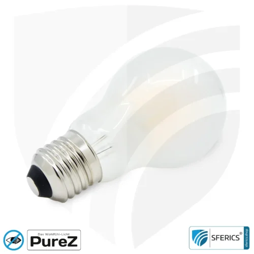 6,4 watt LED filament Pure-Z NEO | bright as 55 watts, 650 lumens | CRI 97 | flicker-free | warm white | E27. frosted
