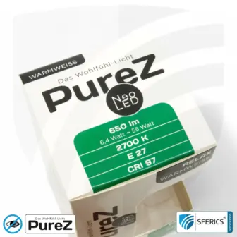 6,4 watt LED filament Pure-Z NEO | bright as 55 watts, 650 lumens | CRI 97 | flicker-free | warm white | E27 15 6,4 watt LED filament Pure-Z NEO | bright as 55 watts, 650 lumens | CRI 97 | flicker-free | warm white | E27. frosted