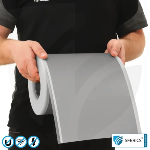 Magnetic Field Shielding Foil M2A | Very thin, two-layer foil for effective magnetic field shielding | Aluminum surface for very high RF shielding attenuation | 21 cm width | groundable