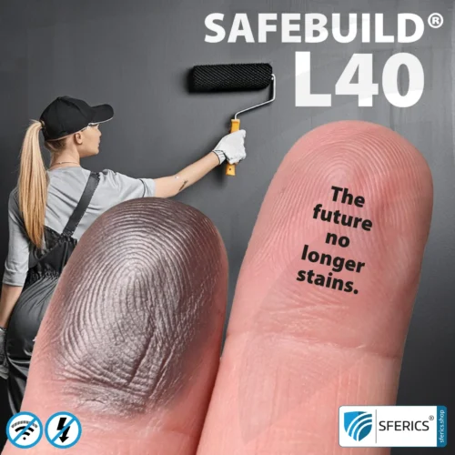 Shielding Paint SAFEBUILD L40 for Technical Applications | RF Shielding Effectiveness Against Electrosmog up to 90 dB at 40 GHz | No Graphite Effect = Does Not Smudge or Rub Off | TÜV SÜD Certified