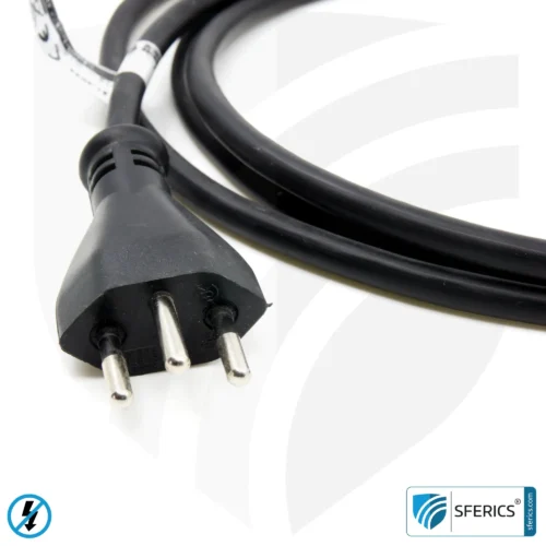 Shielded IEC cold appliance cable, Type J with C13 plug (Switzerland, Liechtenstein, ...) | black | 2 meters | Cold device connection cable for shielding electrical and magnetic alternating fields LF 6 Shielded IEC cable, Type J with C13 plug (Switzerland, Liechtenstein, ...) | black ( | 2 meters | Cold device connection cable for shielding electrical and magnetic alternating fields LF