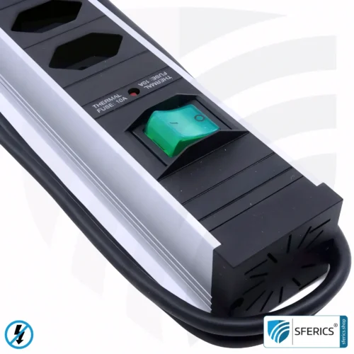 6-Way Power Strip, shielded LF | with On/Off Switch | Type J Plug for Switzerland, Liechtenstein and more