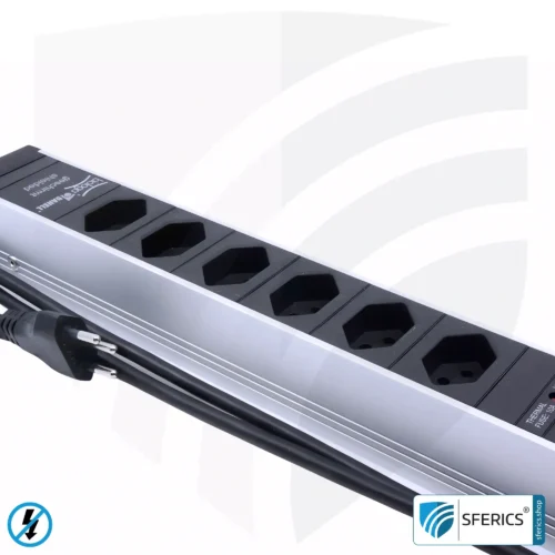 6-Way Power Strip, shielded LF | with On/Off Switch | Type J Plug for Switzerland, Liechtenstein and more