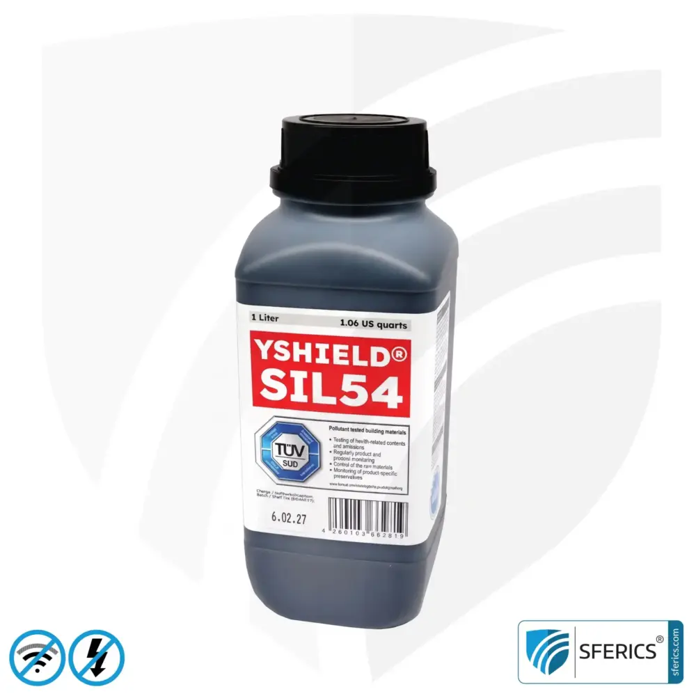 Shielding Paint SIL54 | Special paint without preservatives for indoor use | HF shielding attenuation against electrosmog up to 75 dB at 40 GHz