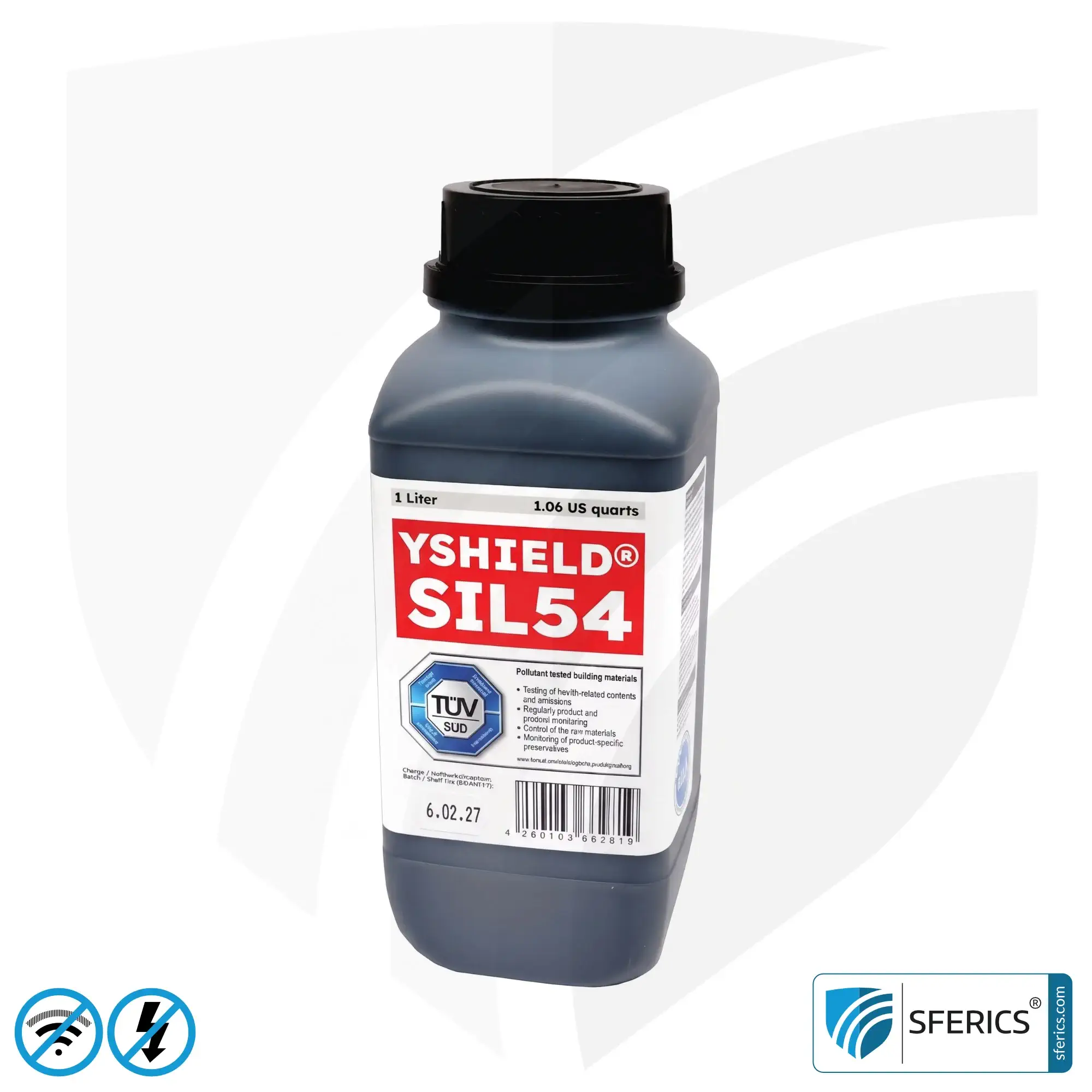 Shielding Paint SIL54 | Special paint without preservatives for indoor use | HF shielding attenuation against electrosmog up to 75 dB at 40 GHz 2 Shielding Paint SIL54 | Special paint without preservatives for indoor use | HF shielding attenuation against electrosmog up to 75 dB at 40 GHz